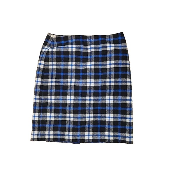 Talbots Dresses & Skirts - Classic Wool Blend Plaid Mini Skirt Womens 6P Blue Black Academia Tartan Preppy